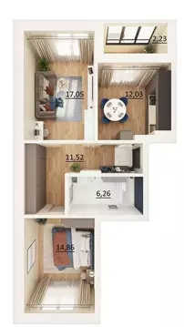 2-к кв. Татарстан, Казань ул. Назиба Жиганова, 2А (63.6 м)