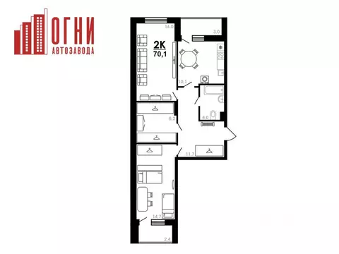 2-к кв. Нижегородская область, Нижний Новгород Коломенская ул., 8к4 ...