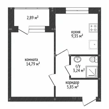 1-к кв. Башкортостан, Уфа ул. Академика Курчатова, 65/8 (33.3 м)