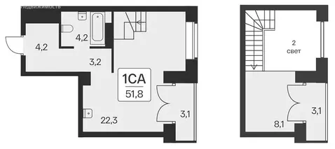 2-комнатная квартира: Новосибирск, ЖК Расцветай на Красном (45.6 м)