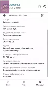 Участок в Крым, Сакский район, с. Суворовское 1 (14.76 сот.)