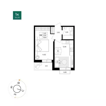 1-к кв. Ярославская область, Ярославль Северный жилрайон, 15-й мкр, 1 ...