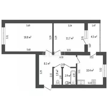 2-к кв. Башкортостан, Стерлитамак Волочаевская ул., 22Б (56.1 м)
