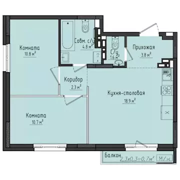 2-к кв. Удмуртия, Завьяловский район, с. Первомайский ул. Строителя ...