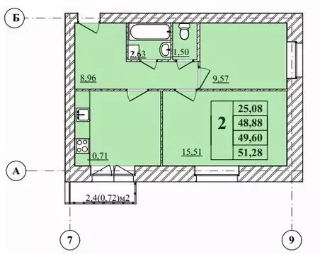 1-к кв. Ярославская область, Ярославль Тверицкая наб., 54Ак3 (51.28 м)