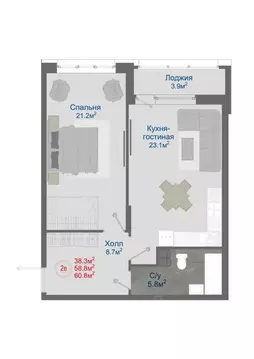 2-к кв. Воронежская область, Новоусманский район, пос. Отрадное ул. ...