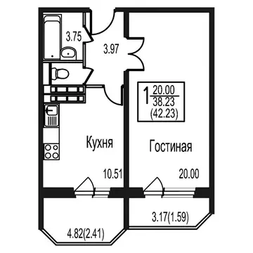 1-к кв. Московская область, Домодедово Востряково мкр, ул. Ледовская, ...