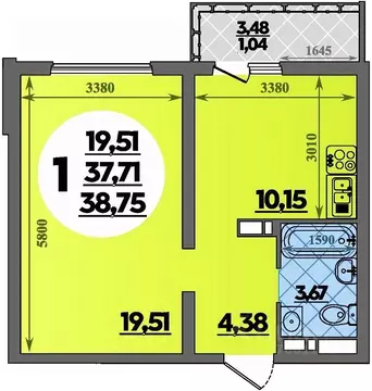 1-к кв. Адыгея, Майкоп  (38.75 м)