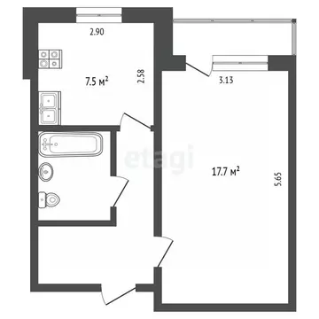 1-к кв. Омская область, Омск просп. Мира, 163к1 (35.7 м)