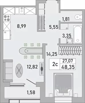 2-к кв. Башкортостан, Уфа Бакалинская ул., 9/1 (48.35 м)