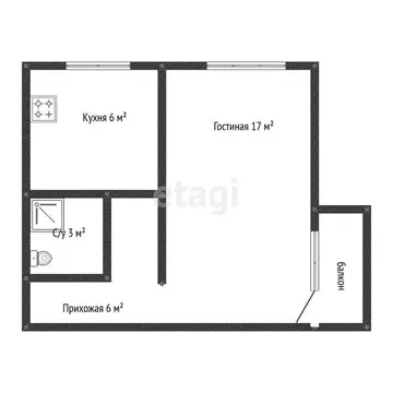 1-комнатная квартира: Салават, улица Ленина, 74 (31.5 м)