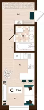 Студия Тульская область, Тула ул. Академика Насоновой, 3 (25.4 м)