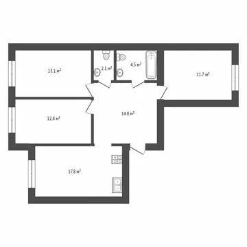 3-комнатная квартира: Тюмень, Западносибирская улица, 43 (80.5 м)