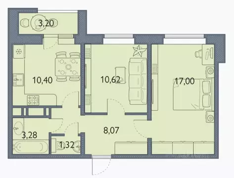 2-к кв. Брянская область, Брянск просп. Станке Димитрова, 67к7 (51.2 ...