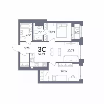 3-к кв. Новосибирская область, Новосибирск Горский мкр, Горская лагуна ...
