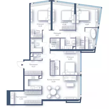 4-к кв. Москва Краснопресненская наб., 14с3 (158.52 м)