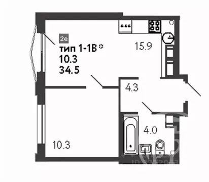 1-к кв. Санкт-Петербург ул. Шостаковича, 3к1 (34.5 м)