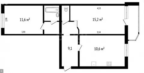 2-комнатная квартира: Ярославль, 1-я Шоссейная улица, 32 (52.3 м)