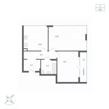 2-к кв. Свердловская область, Екатеринбург ул. Вильгельма де Геннина, ...