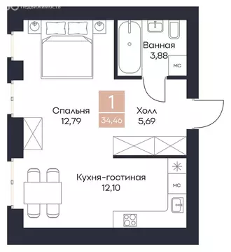 Квартира-студия: Рязанский муниципальный округ, село Поляны (34.46 м)