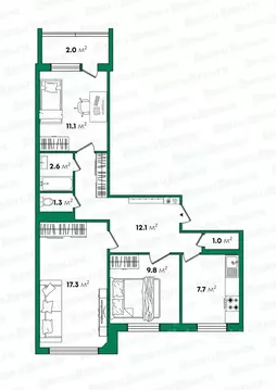 3-к кв. Кировская область, Киров ул. Риммы Юровской, 1 (63.3 м)