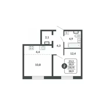 2-к кв. Кировская область, Киров Московская ул., 209 (38.9 м)