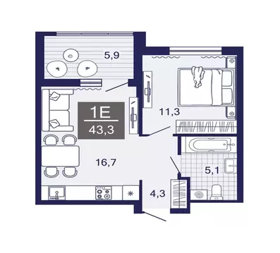 1-к кв. Тюменская область, Тюменский муниципальный округ, д. Дербыши ...