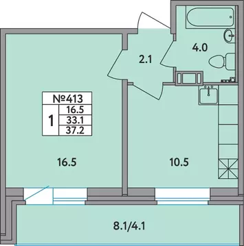 1-комнатная квартира: Новое Девяткино, Главная улица, 2 (37.2 м)