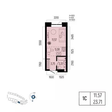 1-к кв. Башкортостан, Уфа Глумилино-1 мкр, Новатор жилой комплекс ...