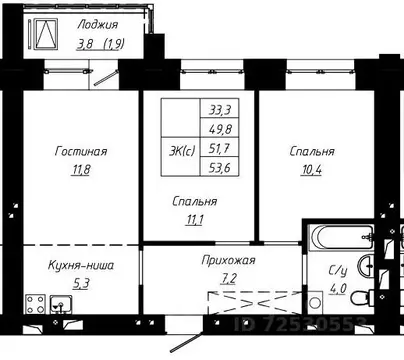 3-к кв. Алтайский край, Барнаул ул. Чернышевского, 189 (51.7 м)