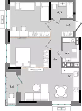 2-к кв. Удмуртия, Ижевск Северо-Западный жилрайон, 2-й мкр, Новый ...