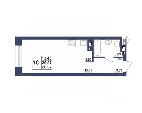 Студия Башкортостан, Уфа Космос жилой комплекс, лит1 (26.39 м)