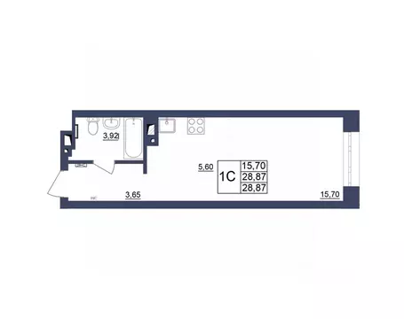 Студия Башкортостан, Уфа Космос жилой комплекс, лит1 (28.69 м)