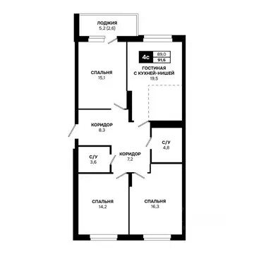 4-к кв. Новосибирская область, Кольцово рп, 5-й мкр  (91.6 м)