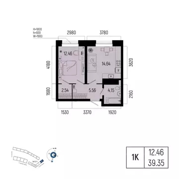 1-к кв. Башкортостан, Уфа Глумилино-1 мкр, Новатор жилой комплекс ...