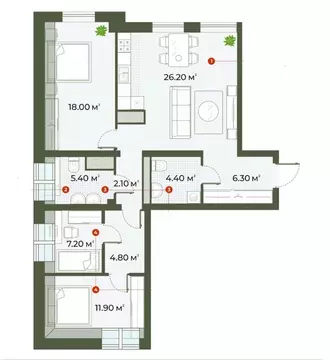 2-к кв. Санкт-Петербург Зеленогорская ул., 3 (87.9 м)