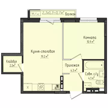 1-к кв. Удмуртия, Завьяловский район, с. Первомайский ул. Строителя ...