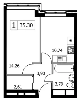1-комнатная квартира: Москва, НАО, район Внуково, жилой комплекс ...