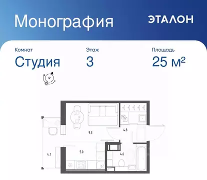 Студия Санкт-Петербург пос. Шушары, ул. Чудовская, 14к1 (25.0 м)