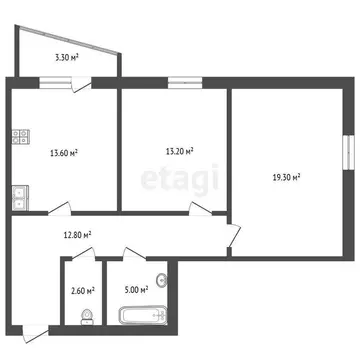 2-комнатная квартира: Тюмень, Заречный проезд, 39Ак2 (65.8 м)