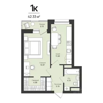 1-к кв. Пермский край, Пермь Уинская ул., 54 (42.33 м)