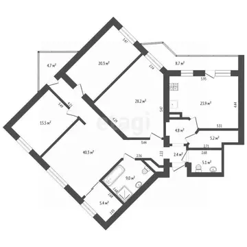 4-к кв. Тюменская область, Тюмень ул. Николая Федорова, 6к1 (160.1 м)