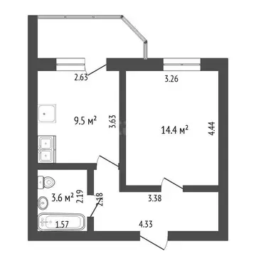 1-комнатная квартира: Тюмень, микрорайон Войновка, улица ...