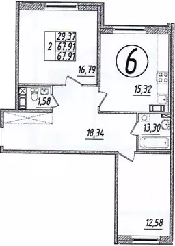 2-к кв. Ленинградская область, Всеволожский район, Кузьмоловский пгт ...