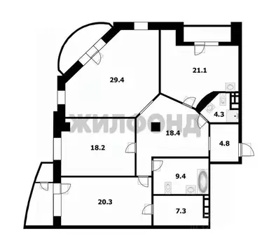 4-к кв. Новосибирская область, Новосибирск Кавалерийская ул., 2 (133.2 ...