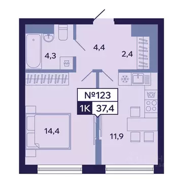 1-к кв. Саха (Якутия), Якутск ул. Новопортовская, 1А/1 (37.4 м)