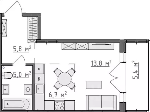 Студия Владимирская область, Владимир Сновицы-Веризино мкр,  (34.0 м)