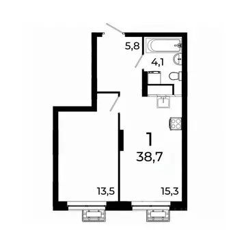 1-к кв. Нижегородская область, Нижний Новгород ул. Коперника, 15 (38.7 ...