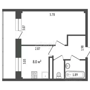 1-к кв. Вологодская область, Череповец Портовая ул., 52к1 (33.6 м)