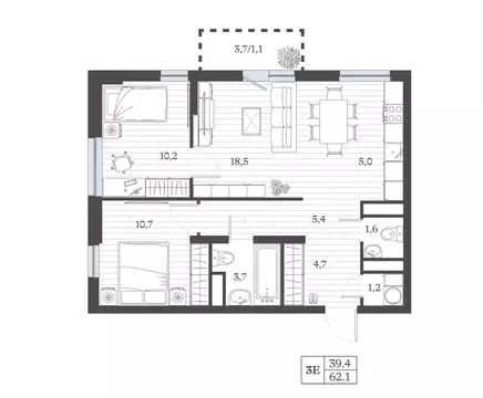 3-к кв. Дагестан, Дербент ул. Сальмана (62.12 м)